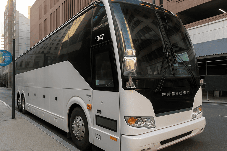 a Charter Bus Rental Rialto coach bus