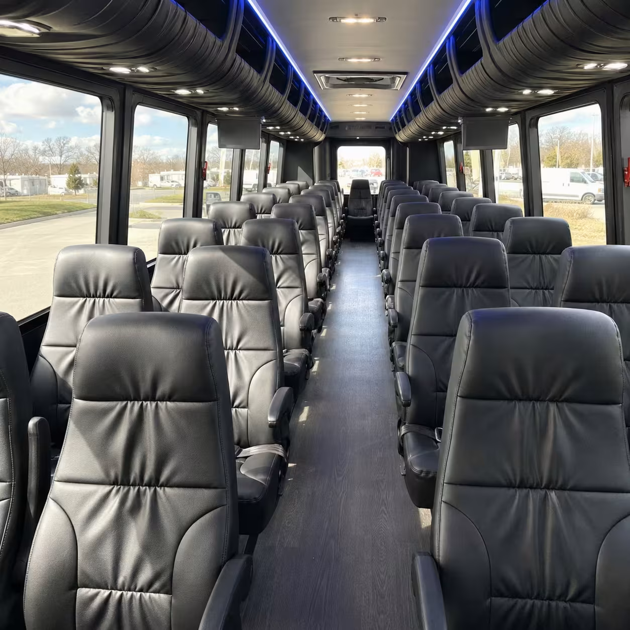 comfortable minibus rentals for rialto wedding guests